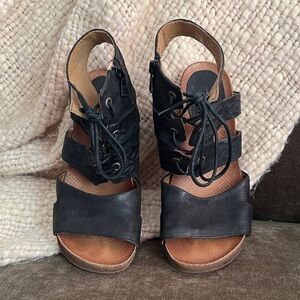 Miz Mooz Black and Brown Leather Sandals